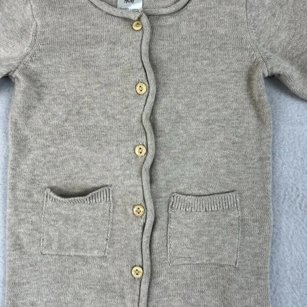 H&M Romper Jumpsuit Baby PM Gray Rib-knit 100% Organic Cotton